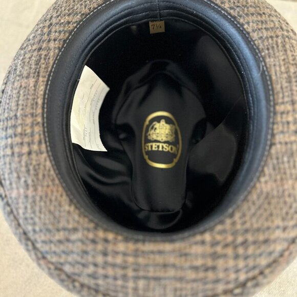 Stetson Men's Plaid Wool Felt Debonair Sophisticated Tweed Fedora Hat Sz 7 1/4" - Picture 8 of 12
